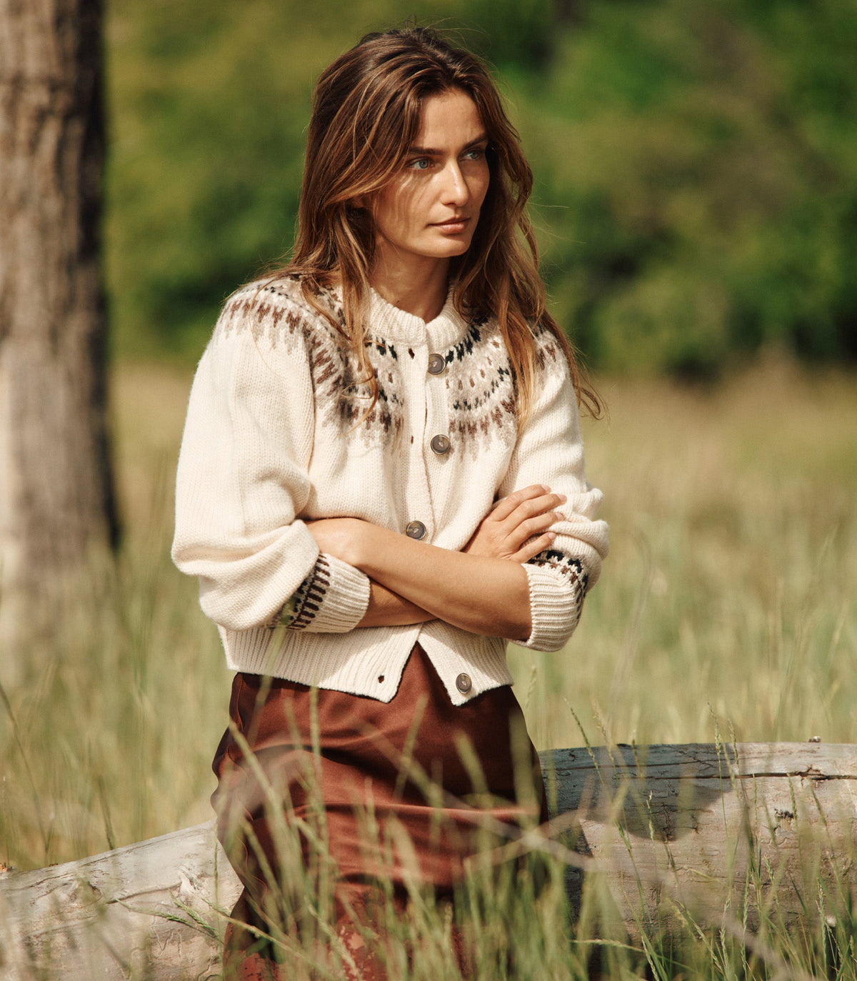 CLARKE CARDIGAN -- OATMEAL OLYMPIA FAIR ISLE