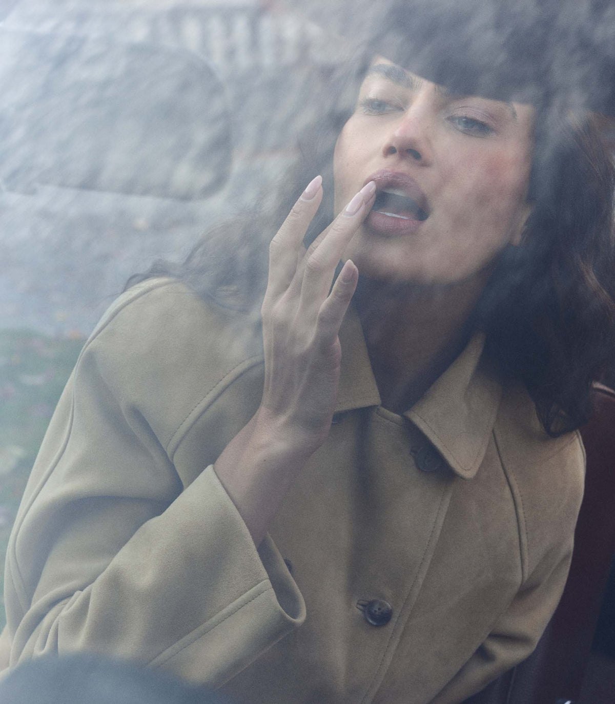 HUTTON SUEDE TRENCH -- BLONDE