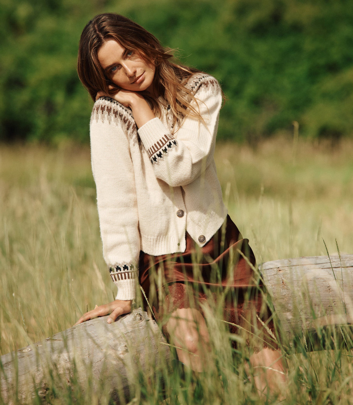 CLARKE CARDIGAN -- OATMEAL OLYMPIA FAIR ISLE