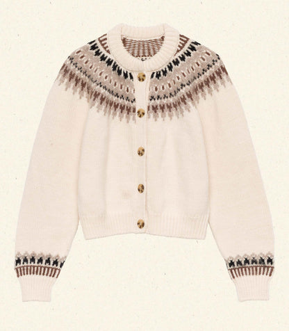 CLARKE CARDIGAN -- OATMEAL OLYMPIA FAIR ISLE