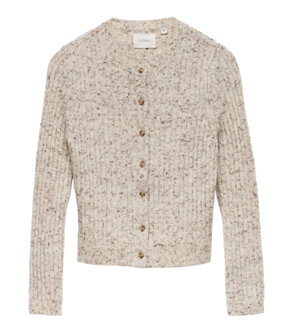 DANAE RIB CARDIGAN -- SABBIA MELANGE