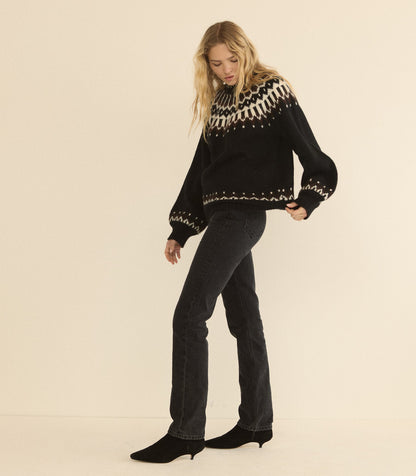 FIELD SWEATER -- BLACK ABERDEEN FAIR ISLE