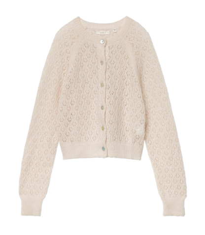 PETRA POINTELLE CARDIGAN -- HEATHER DOGWOOD