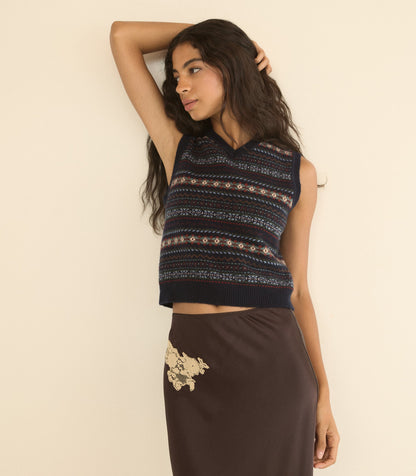 VINCENT VEST -- NAVY DASHWOOD FAIR ISLE